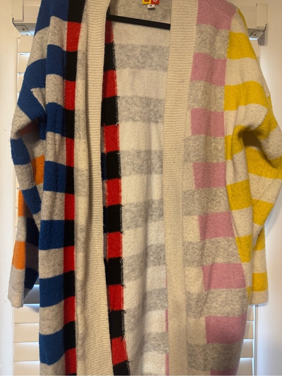 Lego Sweaters - Striped Multicolor Open Cardigan Sweater - Blue, Red, Pink, Yellow